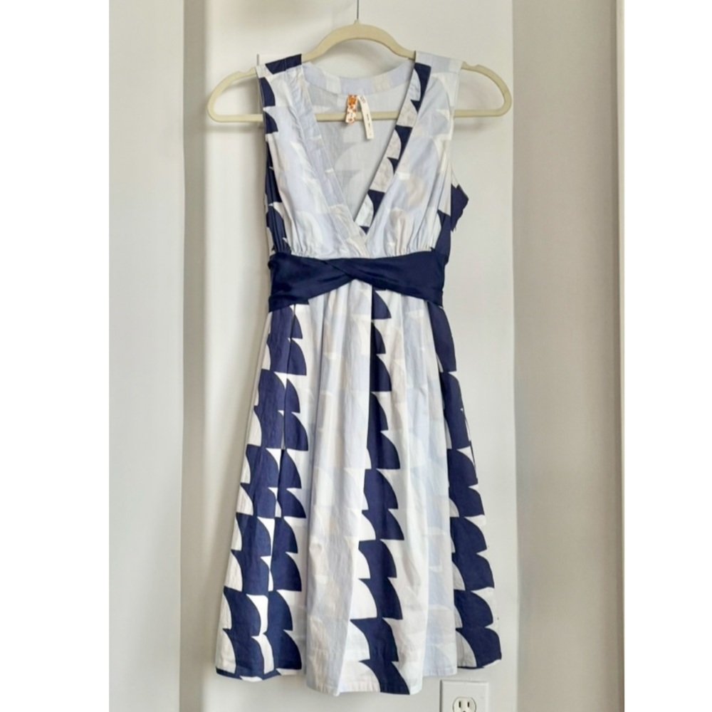 Anthropologie Maeve Moon Phase Dress Size 2 Blue White